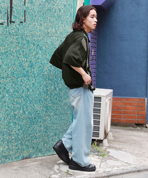 美品】Vintage 00s~ ジャガード 配色 ニットポロシャツ 半袖