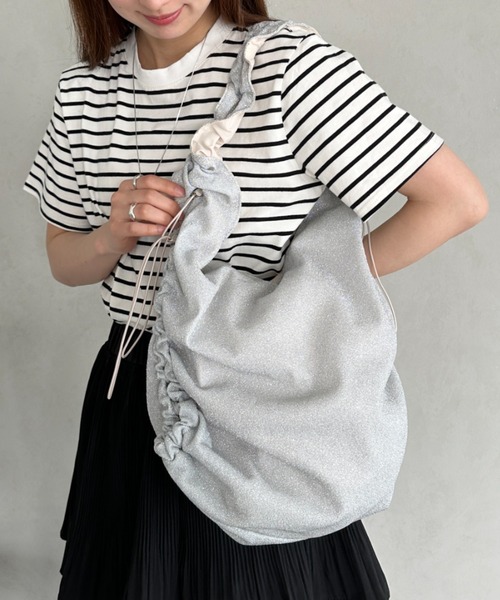 ショルダーバッグ バッグ レディース shirring glitter shoulder bag／シャーリングドロストショルダーラメバッグ｜zozo｜08