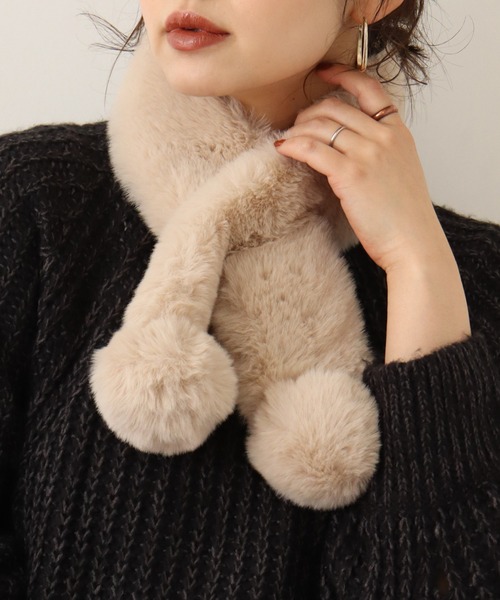 FUNALIVE（ファンアライブ） マフラー ストール ファーボールデザイン