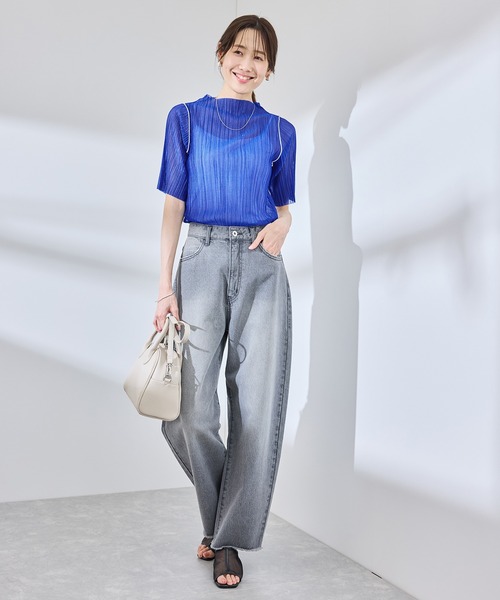ROPE' PICNIC tシャツ シアープリーツプチハイネックカット