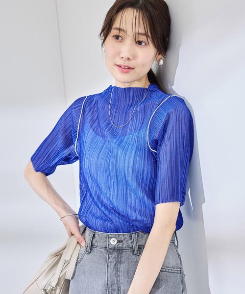 ROPE' PICNIC tシャツ シアープリーツプチハイネックカット