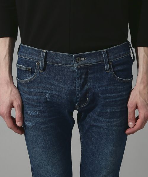 5351 POUR LES HOMMES」 ダメージ加工デニムパンツ 48 インディゴ