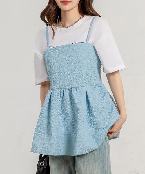 DAY CLOSET キャミソール レディース ふんわりジャガードペプラム