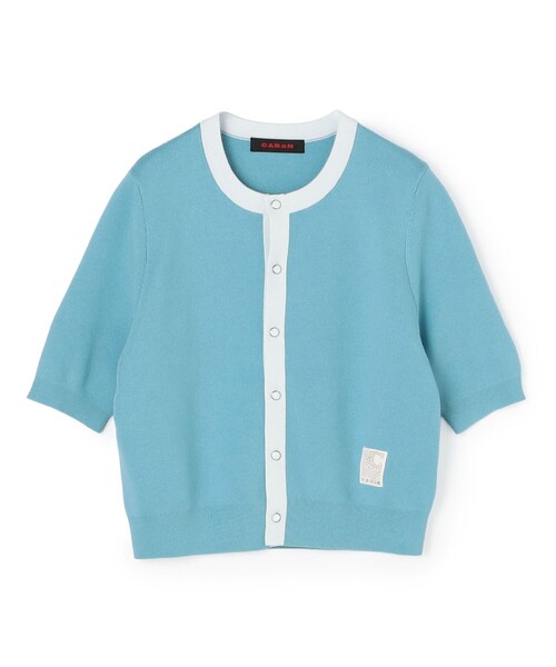 CABaN（キャバン） カーディガン 半袖 コットンカシミヤ バイカラー