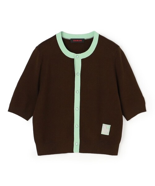 CABaN（キャバン） カーディガン 半袖 コットンカシミヤ バイカラー
