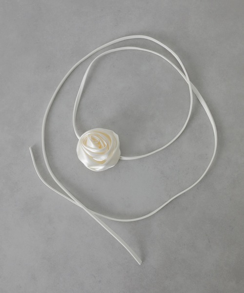 Kana ネックレス フラワー レザー リボン マルチ チョーカー