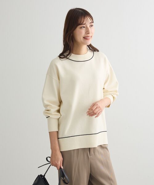 スライバーニットモックネックワイドPO #ミントグリーン