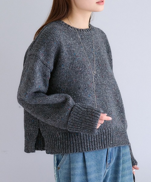 pual ce cin ニット カラーネップクルーネックニット レディース