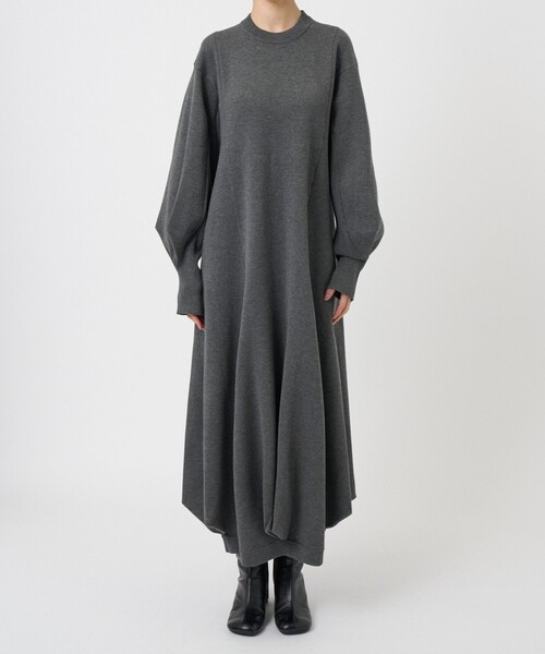 UN3D. ワンピース 「UN3D./アンスリード」W TUCK KNIT OP/ダブル