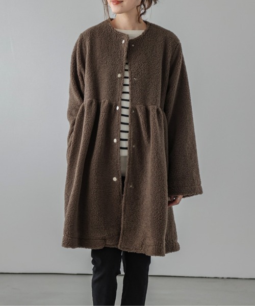 「SUGAR BISKET」 「La-gemme」ノーカラーコート フリー ベージュ レディース_画像6