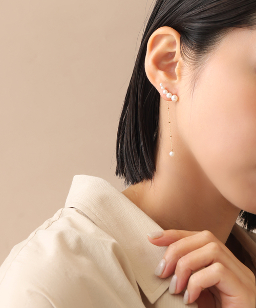Lilas ピアス 5ピースグラデーションパールピアス K10（両耳