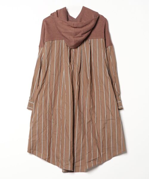 「Rose Tiara」 ストライプ柄7分袖ワンピース - ブラウン レディース_画像2