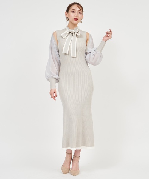 「ROYAL PARTY」 ニットワンピース FREE グレー レディース_画像4