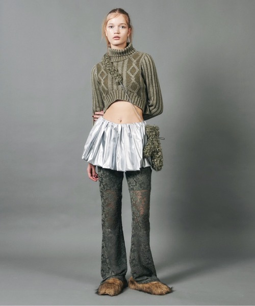 「musubore」 タートルネックニット FREE レッド レディース_画像9