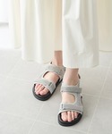 スポーツサンダル サンダル フラット ベルクロ...の詳細画像1