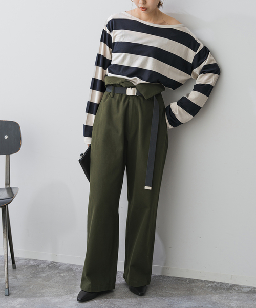 Spick＆Span tシャツ ボートネックボーダープルオーバー