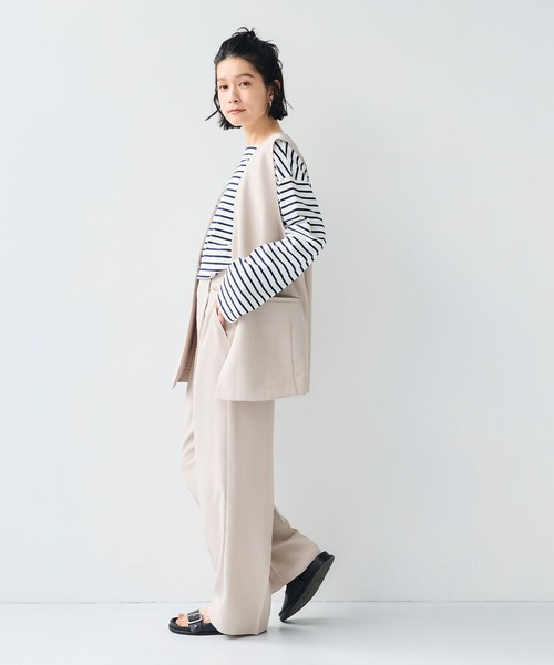 ベスト ジレ リネンライクナチュラルVネックジレ/洗える レディース リネンライクナチュラルVネックジレ/洗える(ベスト・ジレ) | MK