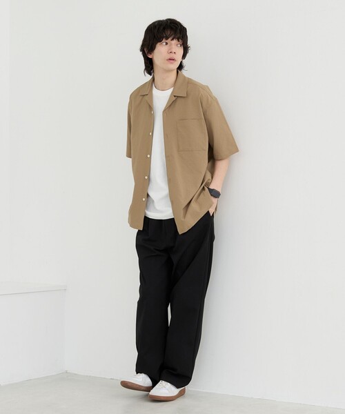 qoo様 coen（コーエン） シャツ エンボス加工ビンテージライクオープンカラー