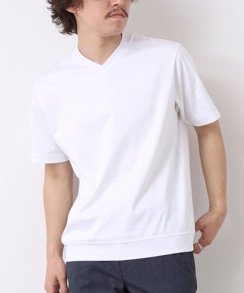 NOLLEY'S tシャツ 「ビジカジ対応」シルケットスムース Vネック ドレス
