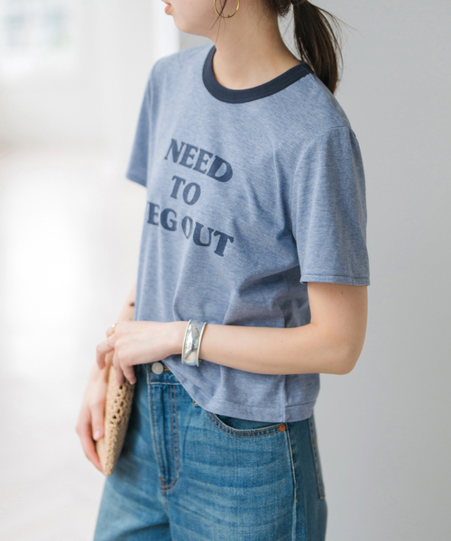 お歳暮 のし Spick＆Span tシャツ レディース リンガーロゴTシャツ トップス