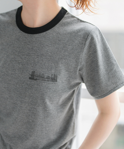 Spick＆Span tシャツ リンガーロゴTシャツ レディース