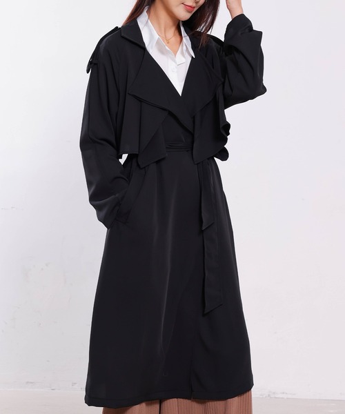 マカロン様翌日発送トレンチコート トレンチコート コート 美しい薄手テロントレンチコート レディース