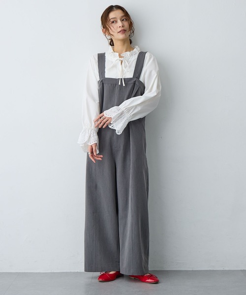 サロペット オーバーオール 「anyfee/プラスサイズ」ストレッチタック入りワイドサロペット新色追加 レディース | anyfee | 03