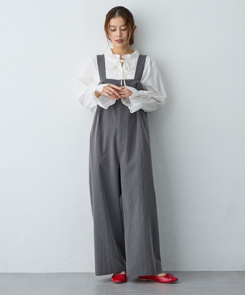 サロペット オーバーオール 「anyfee/プラスサイズ」ストレッチタック入りワイドサロペット新色追加 レディース | anyfee | 22