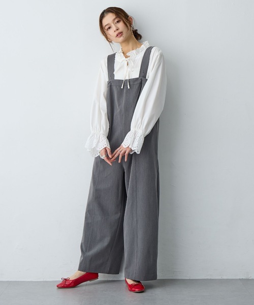 サロペット オーバーオール 「anyfee/プラスサイズ」ストレッチタック入りワイドサロペット新色追加 レディース | anyfee | 05