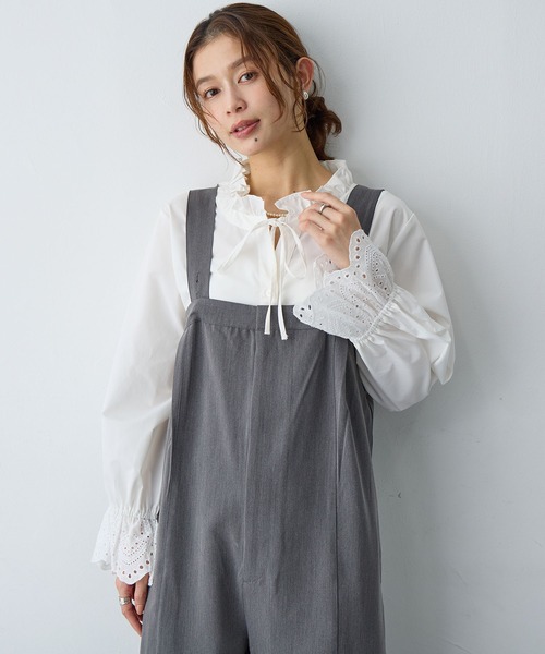 サロペット オーバーオール 「anyfee/プラスサイズ」ストレッチタック入りワイドサロペット新色追加 レディース | anyfee | 19