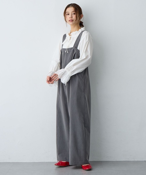 サロペット オーバーオール 「anyfee/プラスサイズ」ストレッチタック入りワイドサロペット新色追加 レディース | anyfee | 20