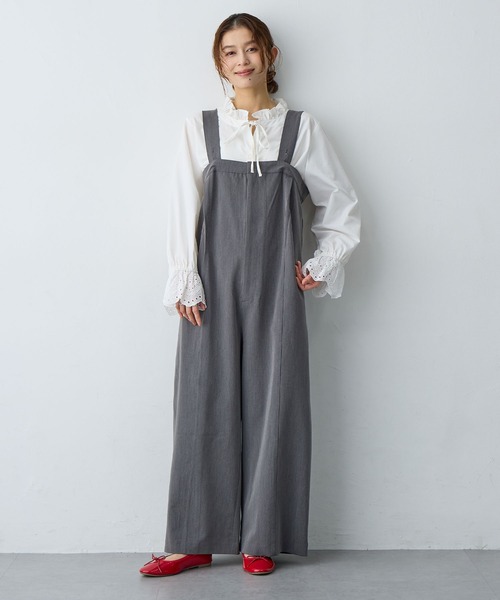 サロペット オーバーオール 「anyfee/プラスサイズ」ストレッチタック入りワイドサロペット新色追加 レディース | anyfee | 06