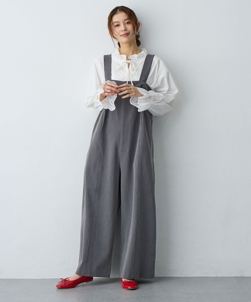 サロペット オーバーオール 「anyfee/プラスサイズ」ストレッチタック入りワイドサロペット新色追加 レディース | anyfee | 08