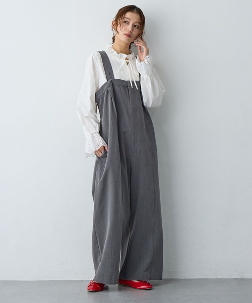 サロペット オーバーオール 「anyfee/プラスサイズ」ストレッチタック入りワイドサロペット新色追加 レディース | anyfee | 09