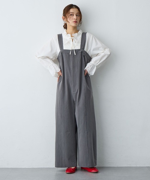 サロペット オーバーオール 「anyfee/プラスサイズ」ストレッチタック入りワイドサロペット新色追加 レディース | anyfee | 10