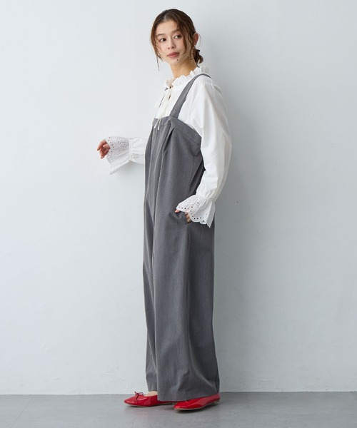 サロペット オーバーオール 「anyfee/プラスサイズ」ストレッチタック入りワイドサロペット新色追加 レディース | anyfee | 12