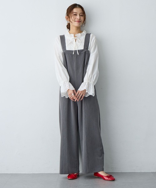 サロペット オーバーオール 「anyfee/プラスサイズ」ストレッチタック入りワイドサロペット新色追加 レディース | anyfee | 13