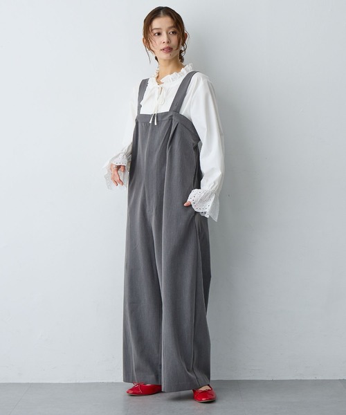 サロペット オーバーオール 「anyfee/プラスサイズ」ストレッチタック入りワイドサロペット新色追加 レディース | anyfee | 23