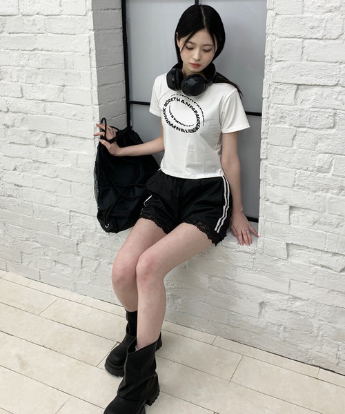 FLAREUP 韓国 アシンメトリードレープロールアップ Tシャツ fallen angel肩ZIPロングTシャツ– A AM STUDIO