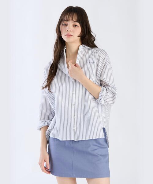 To b. by agnes ブラウス シャツ コットン ストライプ ロングスリーブ 