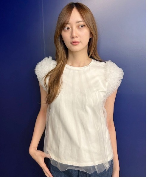CELFORD tシャツ チュールスリーブレイヤードカットソー