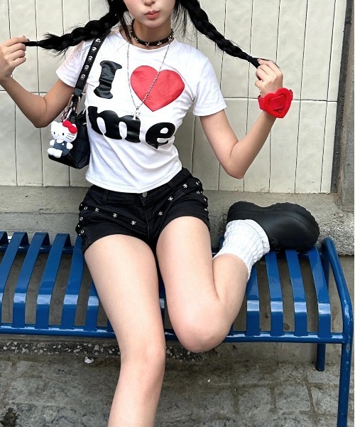 gossip!ロサンゼルス tシャツ Y2K ハート 半袖Tシャツ レディース