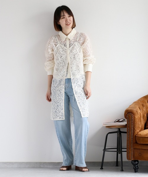 ブラウス シャツ COMFORTABLE SETUP SHIRTS レディース cepo ブラウス シャツ 「セットアップ対応」ロープ刺繍シアー