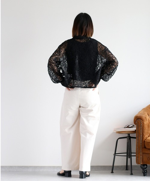 ブラウス シャツ 「セットアップ対応」LACE OPEN COLLAR シャツ レディース cepo ブラウス シャツ ワッシャーVネックシアーシャツブラウス