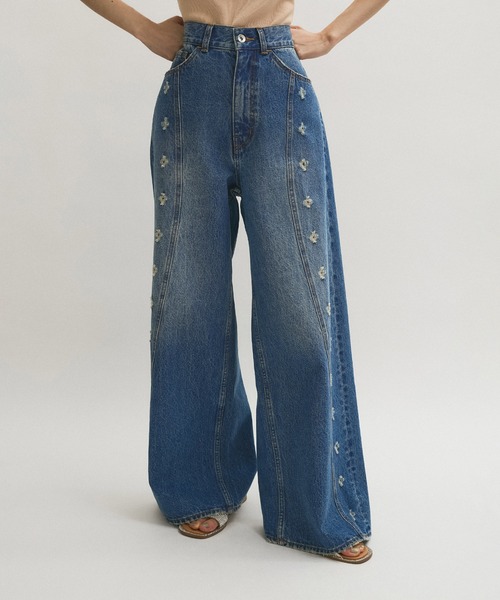 オーダー受付可能デニム セール】Overalls Gimmick Wide Straight Denim Pants Removable