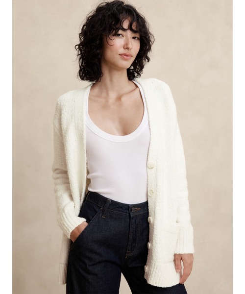 「BANANA REPUBLIC FACTORY STORE」 ニットカーディガン X-SMALL ホワイト レディース_画像6
