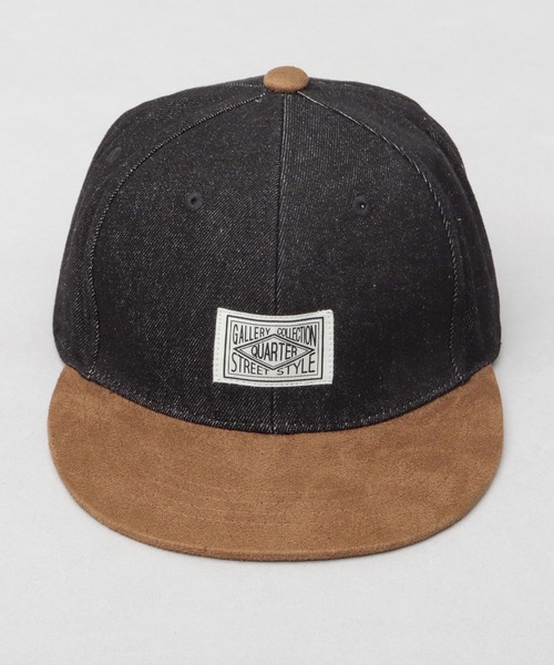 セレブ キャップ 帽子 フェイクスエードつば デニム 平つば ベース