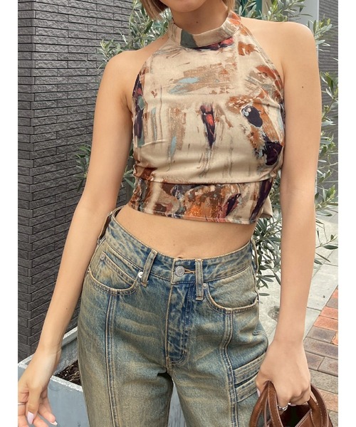EVRIS バックリボン ホルターネックトップス 完売色 再入荷待ち商品 EVRIS（エヴリス） tシャツ バックリボンホルターネックトップス