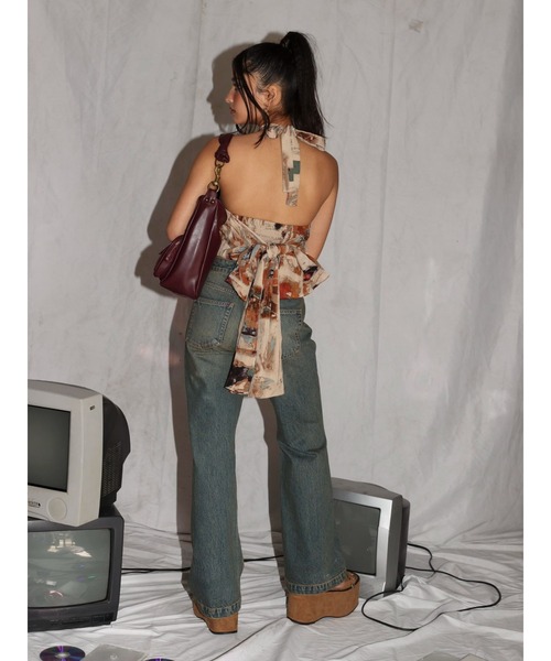 EVRIS（エヴリス） tシャツ バックリボンホルターネックトップス