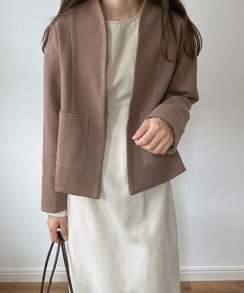 「LAUIR」 ノーカラーコート LARGE アイボリー レディース_画像3